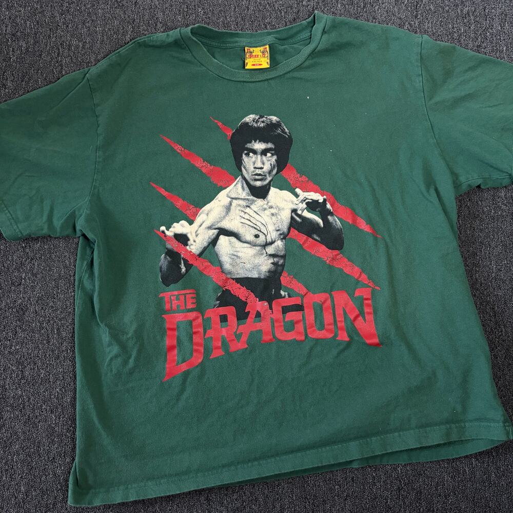 Vintage Y2k Bruce Lee Dragon Shoe Palace Graphic Tee Green Men's 2XL